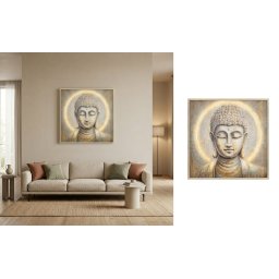 Budha obraz svietiaci - nástenný LED obraz podsvietený budhu - 83 × 83 cm