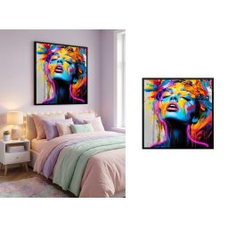 Umelecký portrét ženy – LED obraz vo farebnom pop art štýle – 83 × 83 cm
