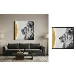 Nástenná dekorácia Majestátny lev - LED obraz do domácnosti - 83 × 83 cm