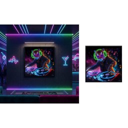Pop art LED obraz DJ Tiger – moderná bytová dekorácia – 83 × 83 cm