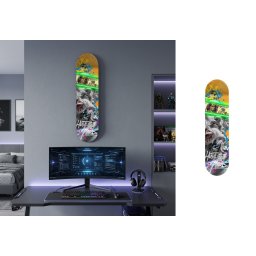 Skateboard LED svietiaci obraz na stenu – Socha a doláre v graffiti pop art štýle 20 × 79 cm