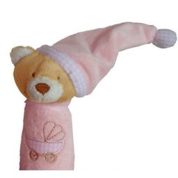 Pskac plyov mack s iapkou do ruky 13 cm - pink