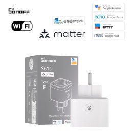 SONOFF S61s Gen2 – Inteligentná zásuvka s monitorovaním spotreby energie, Wi-Fi, Matter, biela