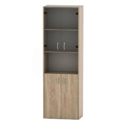Kondela Regál, 57cm, policový, so sklom, dub sonoma, TEMPO ASISTENT NEW 004