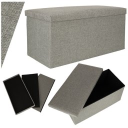 Multifunkn XXL skladacia taburetka s lonm priestorom - 76 38 38 cm - Siv