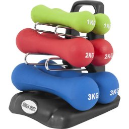 Gorilla Sports 12 kg ergonomický set jednoručiek so stojanom