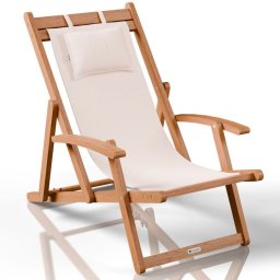 Skladacie záhradné lehátko z akáciového dreva, béžové