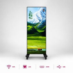 LED poster - skladací prenosný reklamný panel display 1920×640 mm + WiFi / LAN / USB