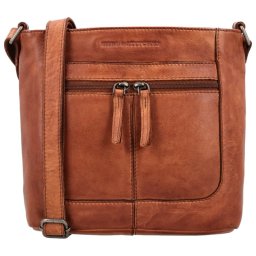 Hnedá štvorcová kožená crossbody kabelka „Alisha”