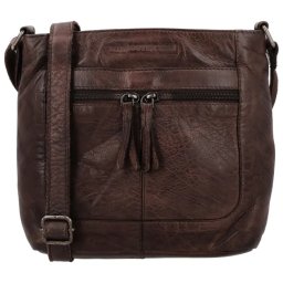 Tmavohnedá štvorcová kožená crossbody kabelka „Alisha”