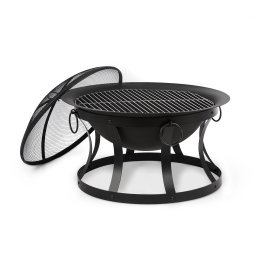 Blumfeldt Pentos, ohnisko a gril 2 v 1, Ø 73 cm, ochrana pred iskrami, gril Ø 60 cm, čierna