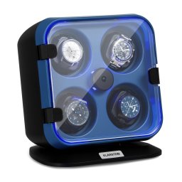 Klarstein Clover, naťahovač na hodinky, 4 hodiniek, 3 otáčania, 4 rýchlosti, modré LED osvetlenie, plastový kryt