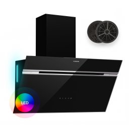 Klarstein Alina digestor, 70 cm, 594 m³/h, LED displej, Ambietné osvetlenie, Sklenená predná strana, EEK A