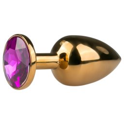 EasyToys Metal No.1 - anlny kolk v tvare kuea s fialovm kamienkom (zlat, 2,5 cm)