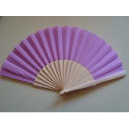 Lilac Fabric & Wooden Fan