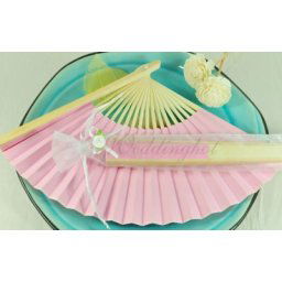 CLEARANCE SALE - Baby Pink Paper Hand Fan in Gift Bag