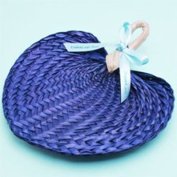 Blue Tropical Buri Straw Fans