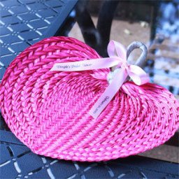 Fuchsia Tropical Buri Straw Fans