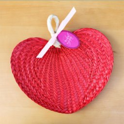 Red Tropical Buri Straw Fans