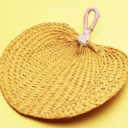 Yellow Tropical Buri Straw Fans