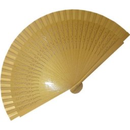 Gold Wedding Fan Small Carved Wooden Ribs