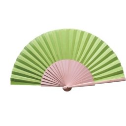 Lime Green Fabric & Wooden Fan