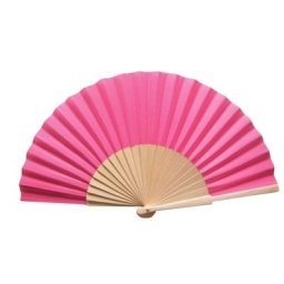 Dark Pink Fabric & Wooden Fan