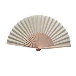 Plain Ivory/Cream Fabric & Wooden Wedding Fan