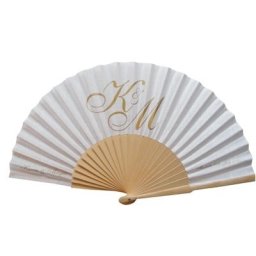 NEW! Personalised Wedding Fans - Fabric and Wooden Handle