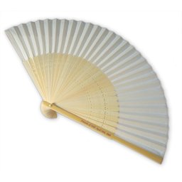 Plain White Fabric & Bamboo Fans - Personalised Handle