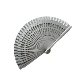 Silver Wedding Fan with Large Carved Wooden Ribs