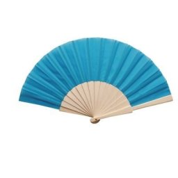 Turquoise Fabric & Wooden Fan