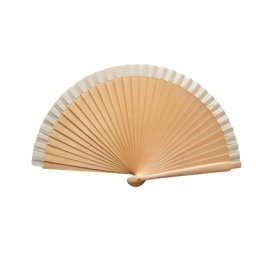 Varnished Ivory Wooden Fan (19cm)