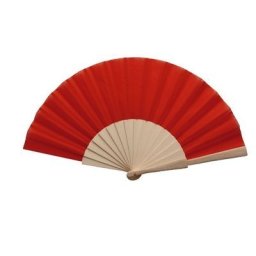 Red Fabric & Wooden Fan