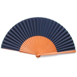 Navy Blue Fabric & Wooden Fan