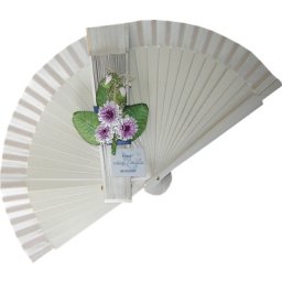 White Decorated Wedding Fan Purple Flowers