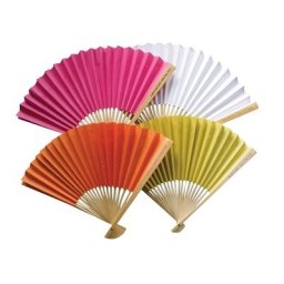Plain Coloured Paper Fans - Personalised Handle
