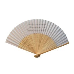 Personalised White Wedding Fans - Fabric and Bamboo
