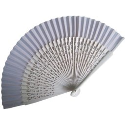 White Wedding Fan with Carved Ribs (23cm)