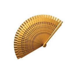 Gold Wedding Fan Large Carved Wooden Ribs (23 cm)