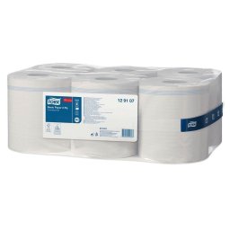 6 x Tork Basic Paper Centrefeed White Towel Rolls for M2 System 6x150m 2-PLY