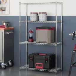 TRINITY 36" (91cm) EcoStorage 4-Tier Chrome Storage Unit Garage/Home Shelf