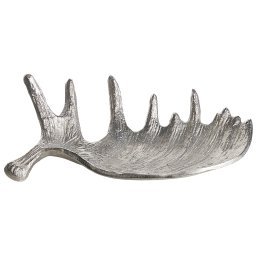 Beliani Trinket Dish Silver Metal Jewellery Ring Holder Tray Moose Antler Motif Decor Material:Aluminium Size:19x10x35
