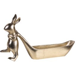 Beliani Trinket Dish Gold Metal Jewellery Ring Holder Tray Seasonal Easter Bunny Motif Decor Material:Aluminium Size:7x21x39