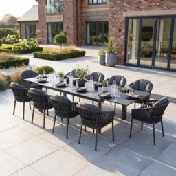 Harbour Lifestyle Pello 10 Seat Extending Dining Set with Ceramic Table in Grey
