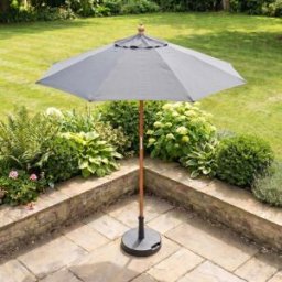Harbour Lifestyle Kratos 2m Round Wooden Parasol in Grey