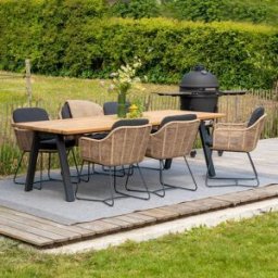 4 Seasons Outdoor Belmond 6 Seat Dining Set with Teak Table in Natural