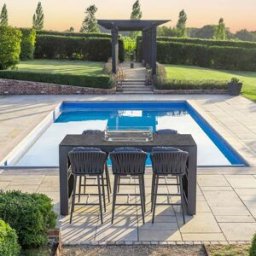 Harbour Lifestyle Monterrey 6 Seat Rope Ceramic Firepit Bar Set in Grey