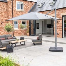 Harbour Lifestyle Ares 3m Square Cantilever Parasol with Solar powered LED Lights in Charcoal