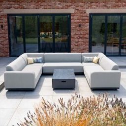 Harbour Lifestyle Luna U-Shape Outdoor Fabric Sofa Set with Coffee Table in Oyster Grey